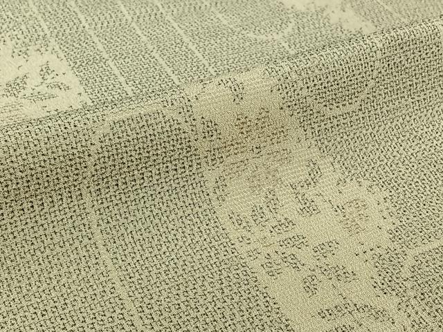 平和屋着物▽本塩沢 単衣 110亀甲 草花文 正絹 逸品 AABJ8393jh