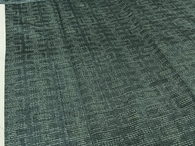 平和屋着物▽上質な紬 単衣 幾何学文様 正絹 逸品 AABJ8394jh