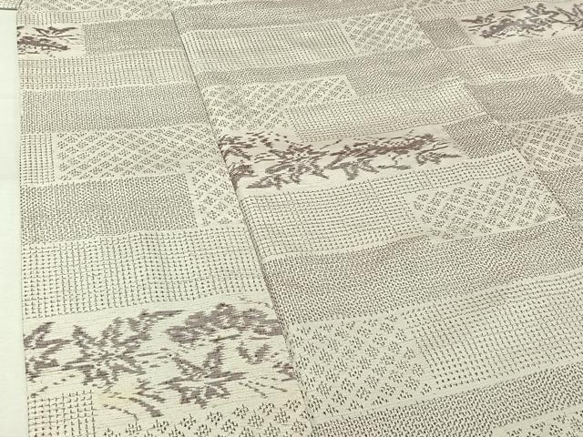 平和屋着物▽上質な紬 単衣 横段松文 正絹 逸品 AABJ8395jh