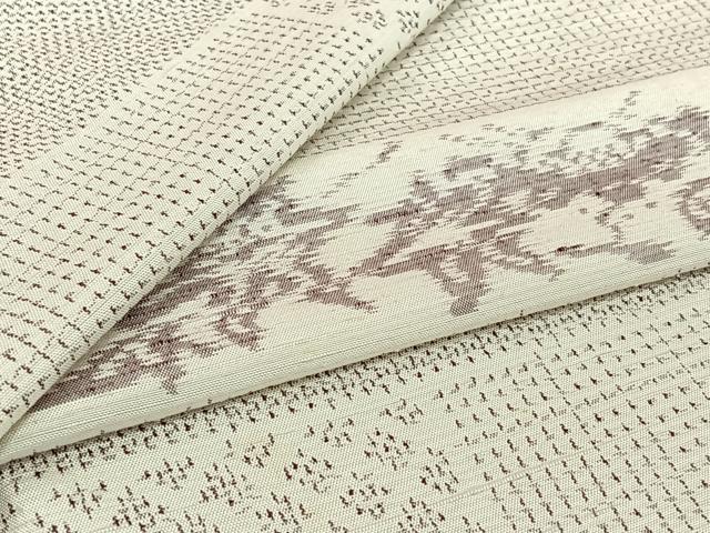 平和屋着物▽上質な紬 単衣 横段松文 正絹 逸品 AABJ8395jh