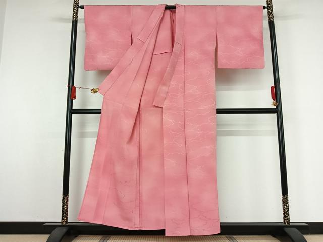 平和屋着物▽上質な小紋 単衣 霞文 暈し染め 正絹 逸品 AABJ8396jh