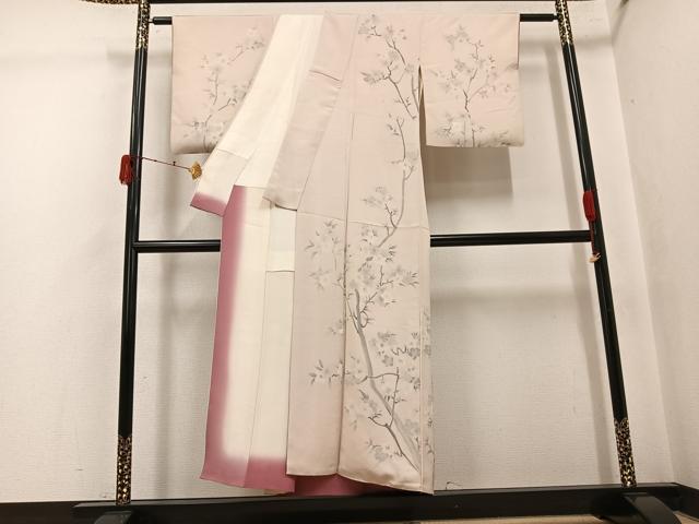 平和屋着物●訪問着 手描き 枝花文 正絹 逸品 AABJ8404ph