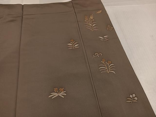 平和屋着物●訪問着 紬地 花蝶鹿文 金彩 正絹 逸品 AABJ8407ph