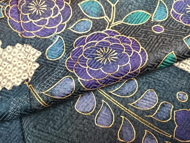 平和屋着物●訪問着 絞り 草花雲文 暈し染め 金彩 正絹 逸品 AABJ8410ph