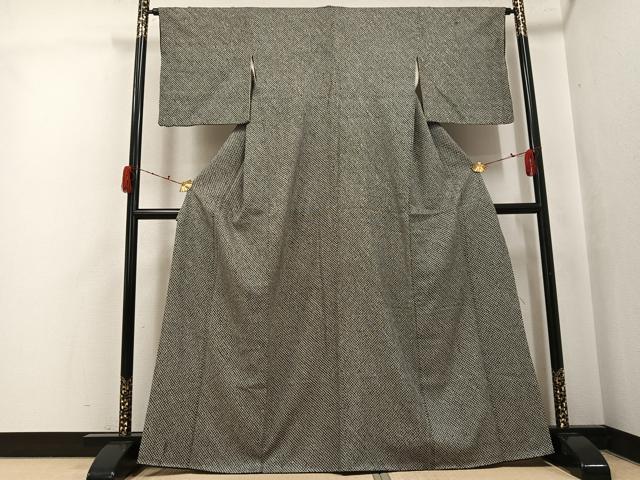 平和屋着物●大変加工の良い総絞り小紋 黒地 正絹 逸品 AABJ8413ph