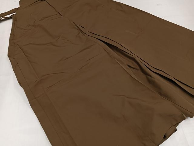 平和屋着物●男性 馬乗り袴 紬地 色無地 黄枯茶色 正絹 逸品 AABJ8415ph