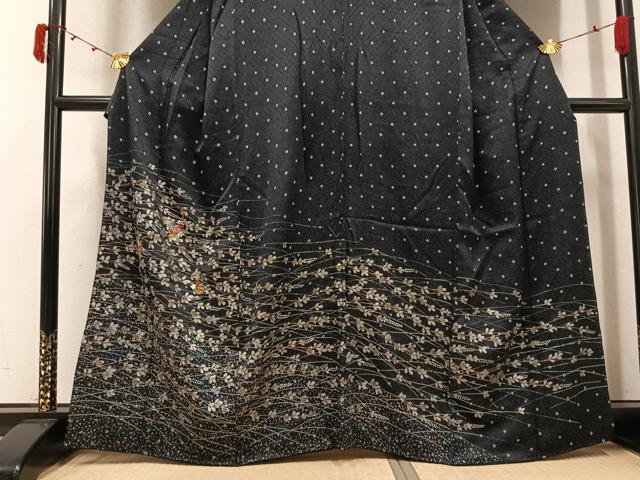 平和屋着物●訪問着 絞り 刺繍 草花文 金彩 正絹 逸品 AABJ8416ph