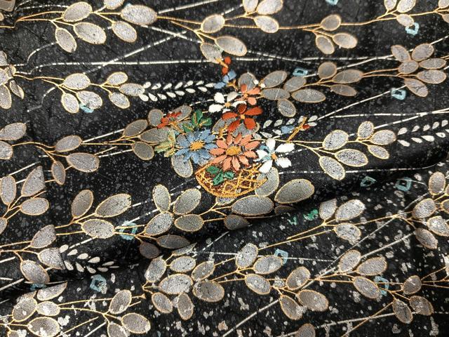 平和屋着物●訪問着 絞り 刺繍 草花文 金彩 正絹 逸品 AABJ8416ph