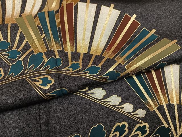 平和屋着物●訪問着 舞扇文 金彩 正絹 逸品 AABJ8420ph