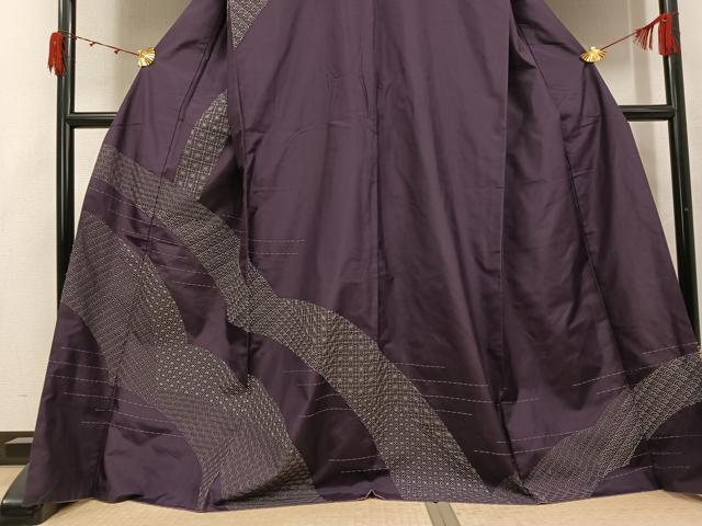 平和屋着物●本場縞大島紬 訪問着 刺し子刺繍 吉祥文 やまと誂製 正絹 逸品 AABJ8425ph