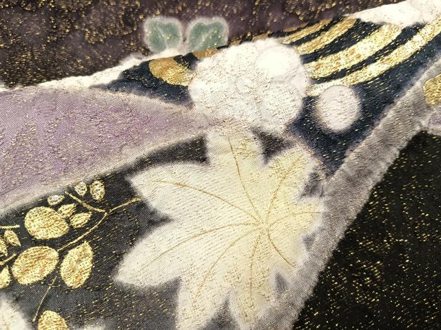平和屋着物●豪華振袖 絞り 草花文 暈し染め 金彩 金通し地 正絹 逸品 AABJ8426ph