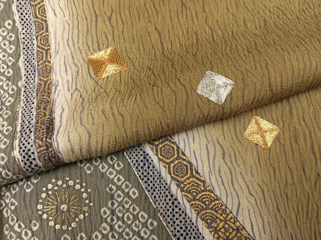 平和屋着物●訪問着 駒刺繍 舞花文 暈し染め 金彩 正絹 逸品 AABJ8429ph
