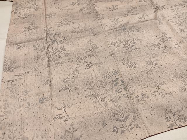 平和屋着物●上質な小紋 紬地 草花文 正絹 逸品 AABJ8438ph
