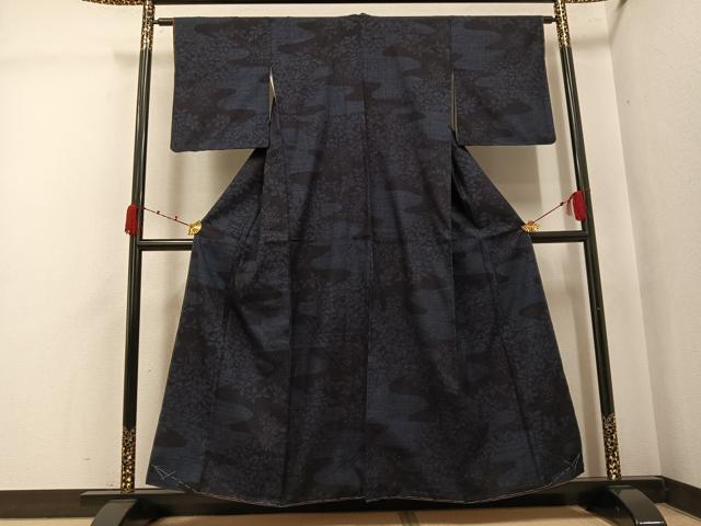 平和屋着物●結城紬 80亀甲 草花文 正絹 逸品 未使用 AABJ8445ph