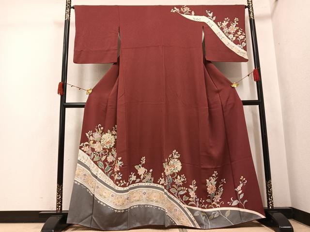 平和屋着物●訪問着 雪輪更紗唐草文 金彩 正絹 逸品 AABJ8446ph