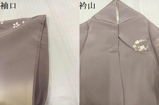 平和屋着物●訪問着 駒刺繍 地紙草花文 暈し染め 金彩 ロング丈 正絹 逸品 AABJ8447ph
