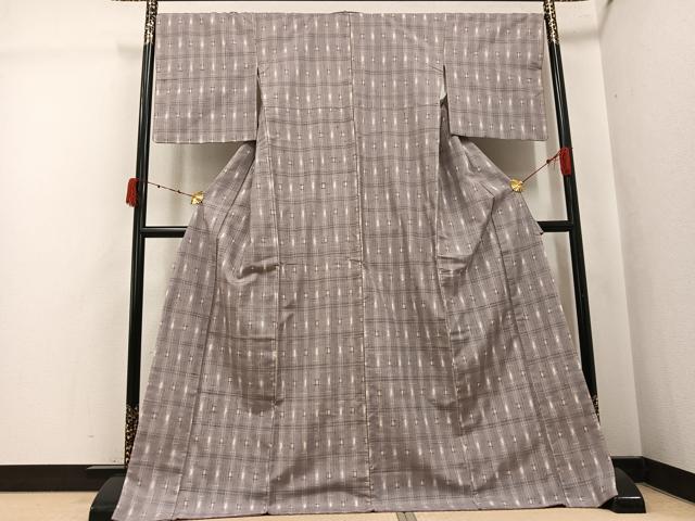 平和屋着物●上質な紬 間道 ロング丈 正絹 逸品 AABJ8451ph