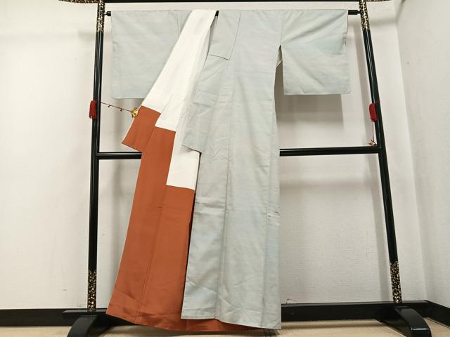 平和屋着物●紅花紬 米沢 霞文 正絹 逸品 未使用 AABJ8453ph