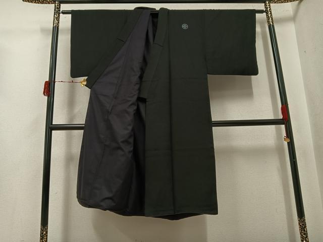 平和屋着物●男性 黒紋付 羽織セット 正絹 逸品 AABJ8454ph