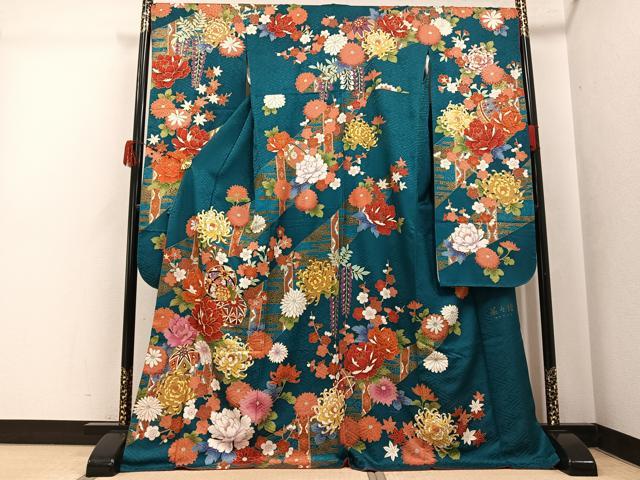 平和屋着物●菜々緒 振袖 駒刺繍 花毬文 金彩 正絹 逸品 AABJ8464ph