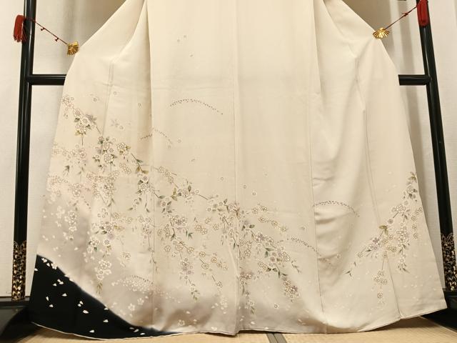 平和屋着物●訪問着 駒刺繍 枝垂れ桜 暈し染め 金彩 正絹 逸品 AABJ8465ph