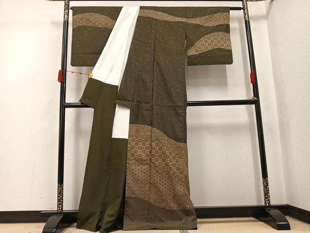 平和屋着物●訪問着 本場大島紬 染大島 型染め 吉祥花文 正絹 逸品 AABJ8469ph