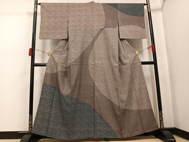 平和屋着物●訪問着 生紬 抽象文様 正絹 逸品 AABJ8474ph