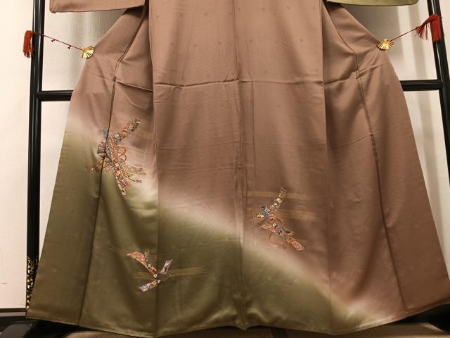平和屋着物●訪問着 刺繍 花熨斗文 暈し染め 金彩 正絹 逸品 AABJ8477ph