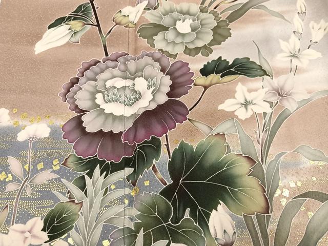 平和屋着物●訪問着 草花文 暈し染め 金彩 正絹 逸品 AABJ8480ph