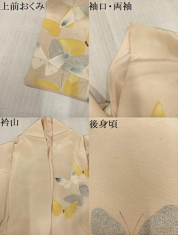 平和屋着物●訪問着 舞蝶文 銀彩 正絹 逸品 AABJ8482ph