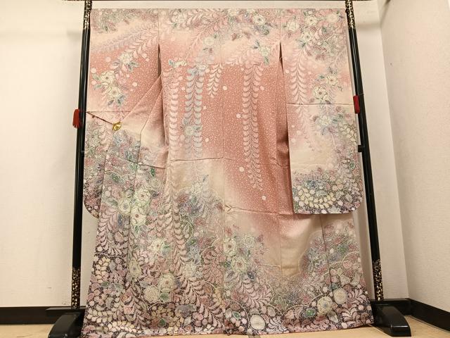 平和屋着物●豪華振袖 辻が花 暈し染め 銀通し地 正絹 逸品 AABJ8484ph