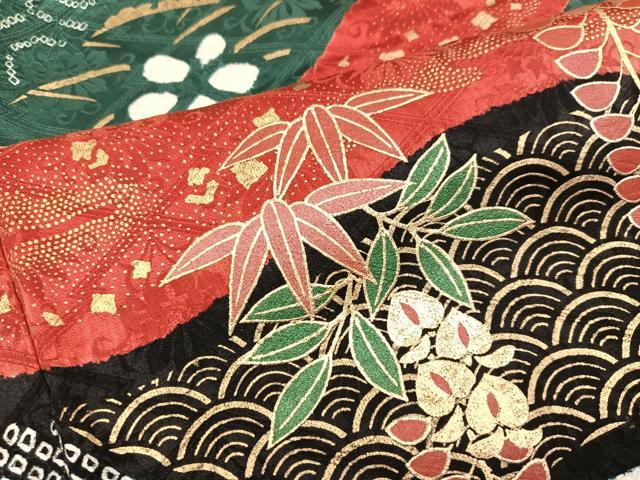 平和屋着物●豪華振袖 駒刺繍 絞り 草花文 金彩 正絹 逸品 AABJ8485ph
