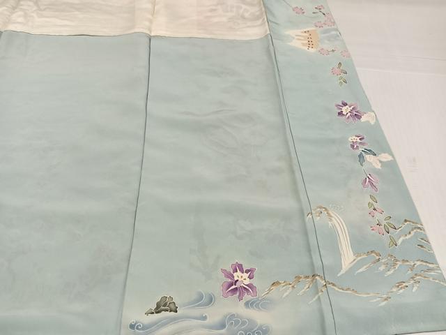 平和屋着物●訪問着 刺繍 跳び兎 貝桶花鳥文 暈し染め 金彩 正絹 逸品 AABJ8486ph