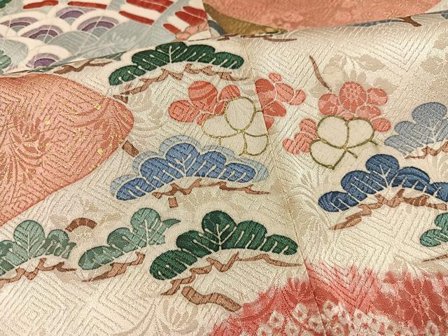 平和屋着物●豪華振袖 駒刺繍 絞り 檜扇御所車草花文 金彩 正絹 逸品 AABJ8487ph