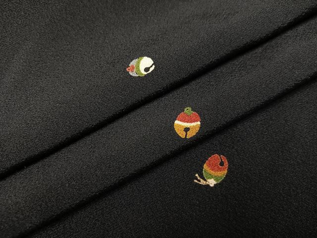 平和屋着物●上質な小紋 鈴 黒地 正絹 逸品 AABJ8488ph