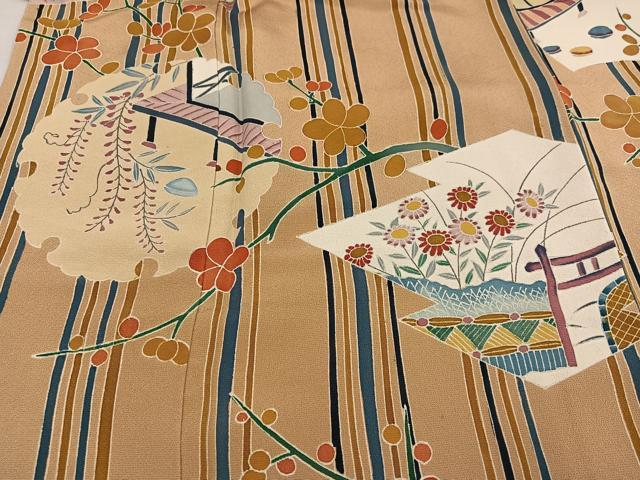 平和屋着物●訪問着 雪輪風景花鳥文 正絹 逸品 AABJ8490ph