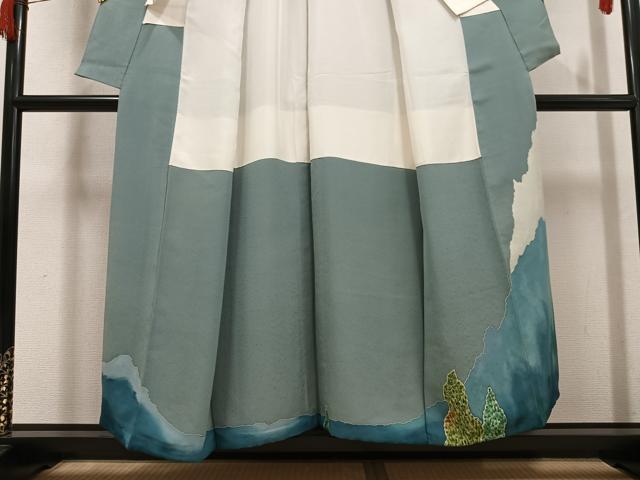 平和屋着物●染刺工芸 大羊居 東京友禅 色留袖 刺繍 樹林文 金糸 正絹 逸品 AABJ8492ph