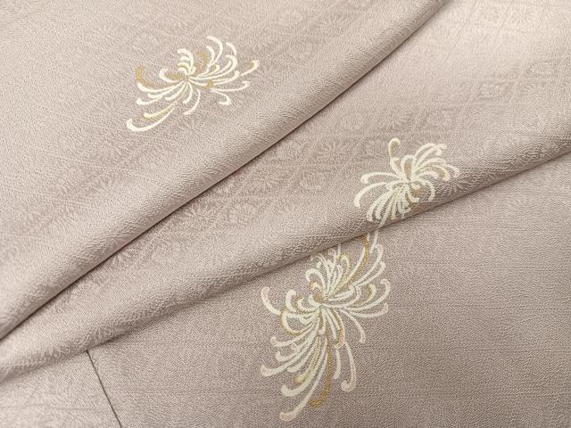 平和屋着物●上質な小紋　菊　金彩　反端付き　正絹　逸品　CABH3623th 平和屋着物○上質な小紋 乱菊 金彩 正絹 逸品 AABJ8493ph