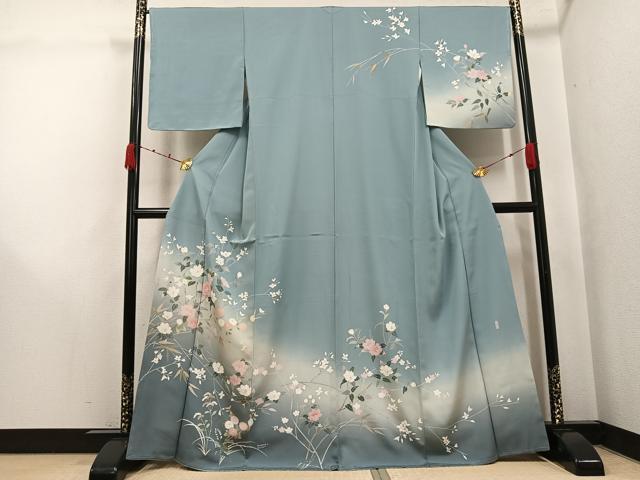 平和屋着物●訪問着 友禅 作家物 枝花文 暈し染め 正絹 逸品 未使用 AABJ8496ph