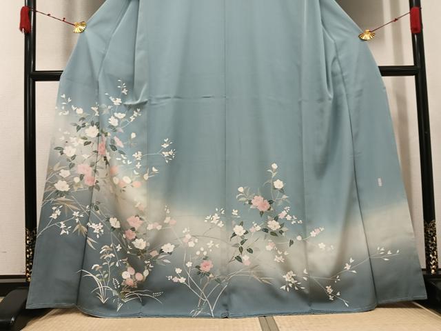 平和屋着物●訪問着 友禅 作家物 枝花文 暈し染め 正絹 逸品 未使用 AABJ8496ph