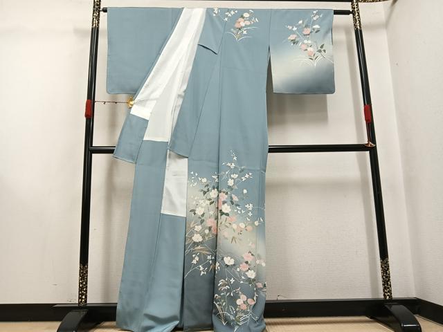 平和屋着物●訪問着 友禅 作家物 枝花文 暈し染め 正絹 逸品 未使用 AABJ8496ph