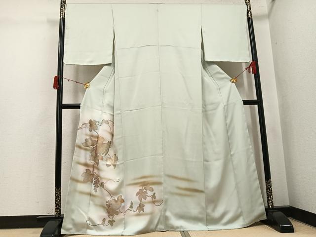 平和屋着物●訪問着 葡萄蔦の葉文 暈し染め 金彩 正絹 逸品 未使用 AABJ8497ph