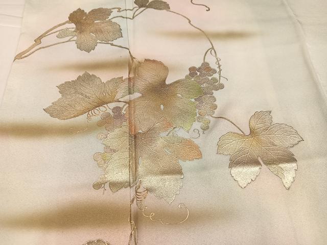 平和屋着物●訪問着 葡萄蔦の葉文 暈し染め 金彩 正絹 逸品 未使用 AABJ8497ph