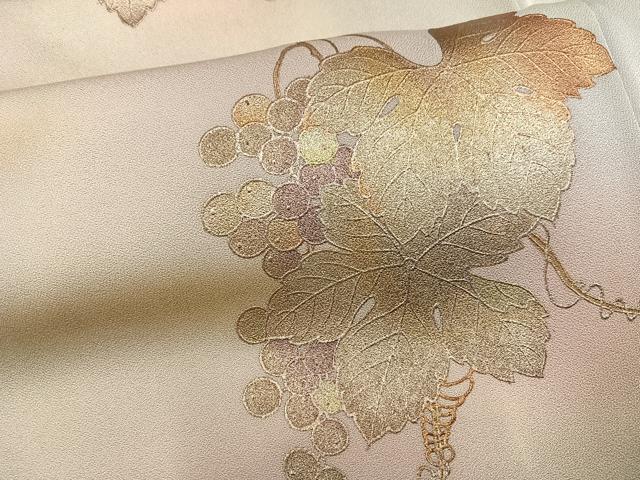 平和屋着物●訪問着 葡萄蔦の葉文 暈し染め 金彩 正絹 逸品 未使用 AABJ8497ph