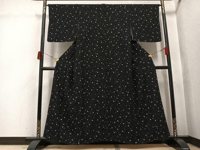 平和屋着物●上質な小紋 箔散らし文様 黒地 正絹 逸品 AABJ8498ph