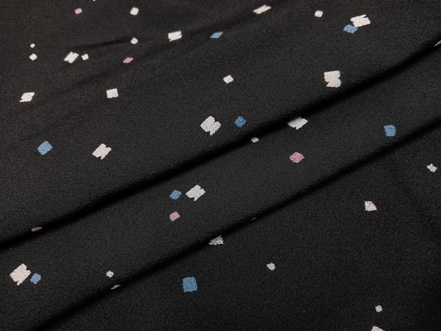 平和屋着物●上質な小紋 箔散らし文様 黒地 正絹 逸品 AABJ8498ph