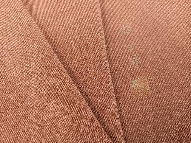 平和屋着物●江戸小紋 作家物 万筋 紅鳶色×水柿色 鬼しぼ縮緬 正絹 逸品 AABJ8499ph