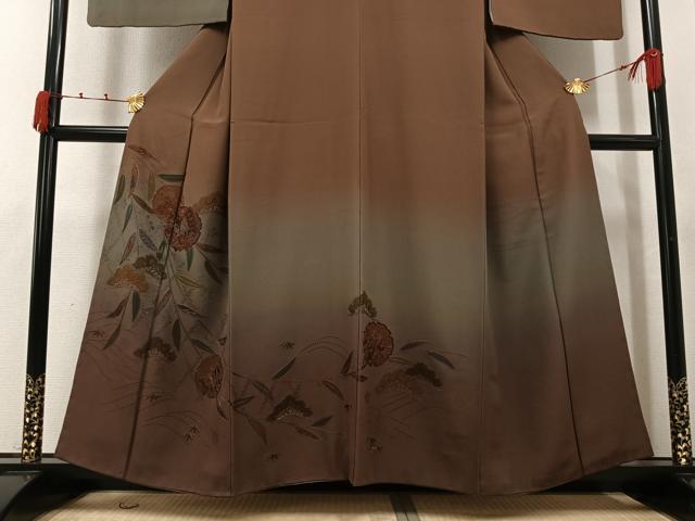 平和屋着物●訪問着 中国三大刺繍 汕頭刺繍 スワトウ刺繍 総刺繍 松竹梅雪輪花蝶文 暈し染め 正絹 逸品 AABJ8507ph