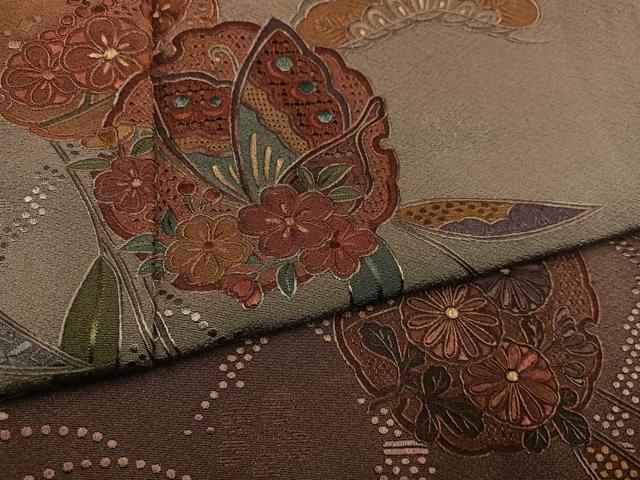 平和屋着物●訪問着 中国三大刺繍 汕頭刺繍 スワトウ刺繍 総刺繍 松竹梅雪輪花蝶文 暈し染め 正絹 逸品 AABJ8507ph