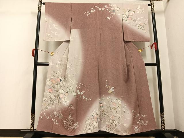 平和屋着物●訪問着 友禅 草花文 暈し染め 鈴乃屋扱い 正絹 逸品 AABJ8508ph